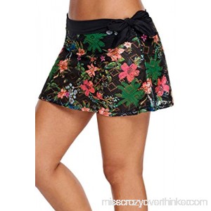 YIHUAN Women's Floral Print Lacy Swim Skirt Multicoloured B07LFJ3193